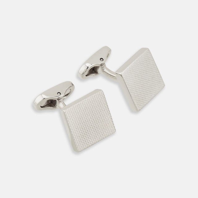 Silver Textured Square Cufflinks