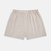 Pink and Cream Double Graph Check Godfrey Boxer Shorts