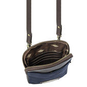 Estuche Sling Bag Leather And Navy Canvas