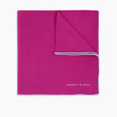 Fuchsia And White Piped Silk Pocket Square