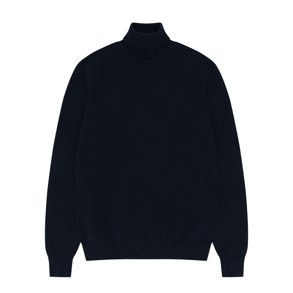 Wool soft Turtle Neck Knit (Navy)