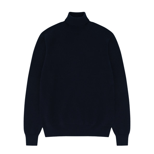 Wool soft Turtle Neck Knit (Navy)
