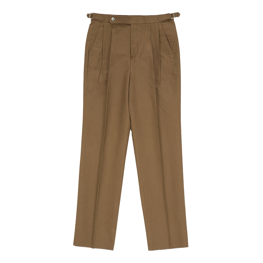 Cotton Adjust Double Pleats Relaxed Chino Pants