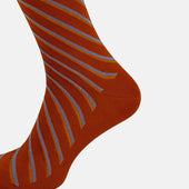 Orange Blue Diagonal Striped Long Socks