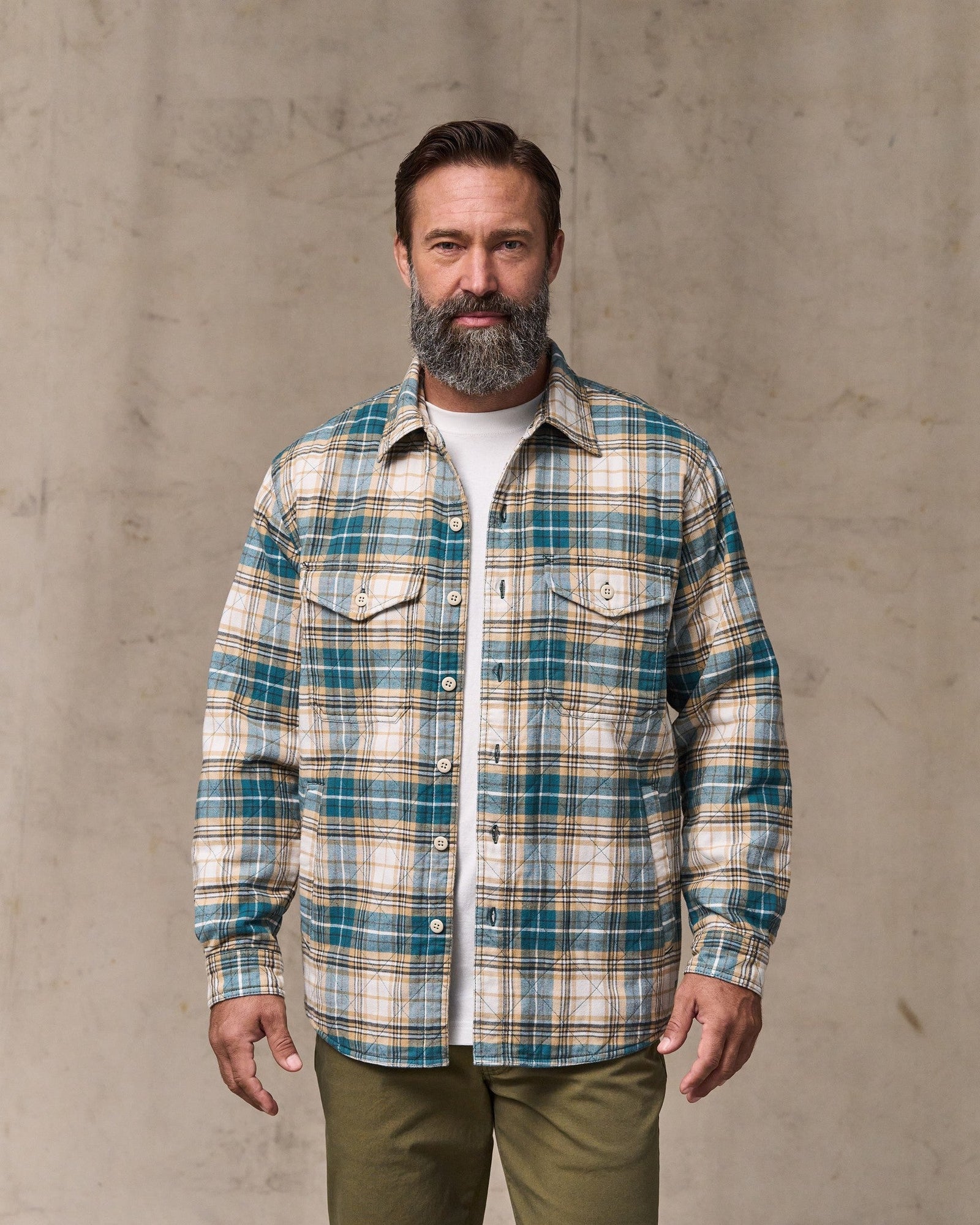 Insulated Flannel Jac-shirt - Teal / Khaki Plaid