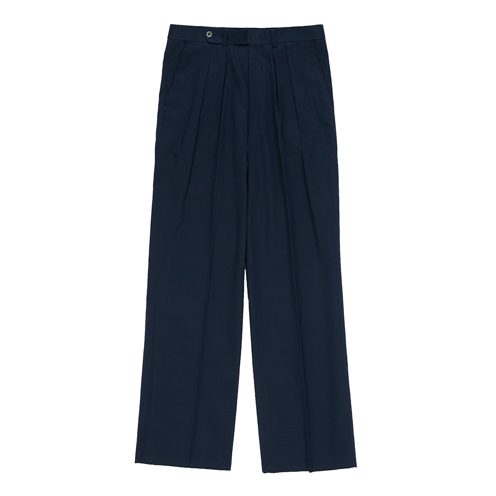 Gabardine Cotton Double Pleats Wide Chino Pants