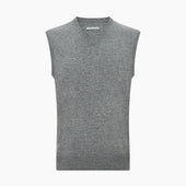 Grey Melange V Neck Cashmere Vest