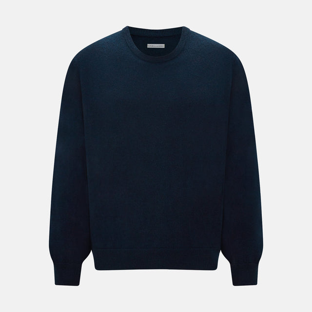 Navy Cashmere Round Neck Jumper