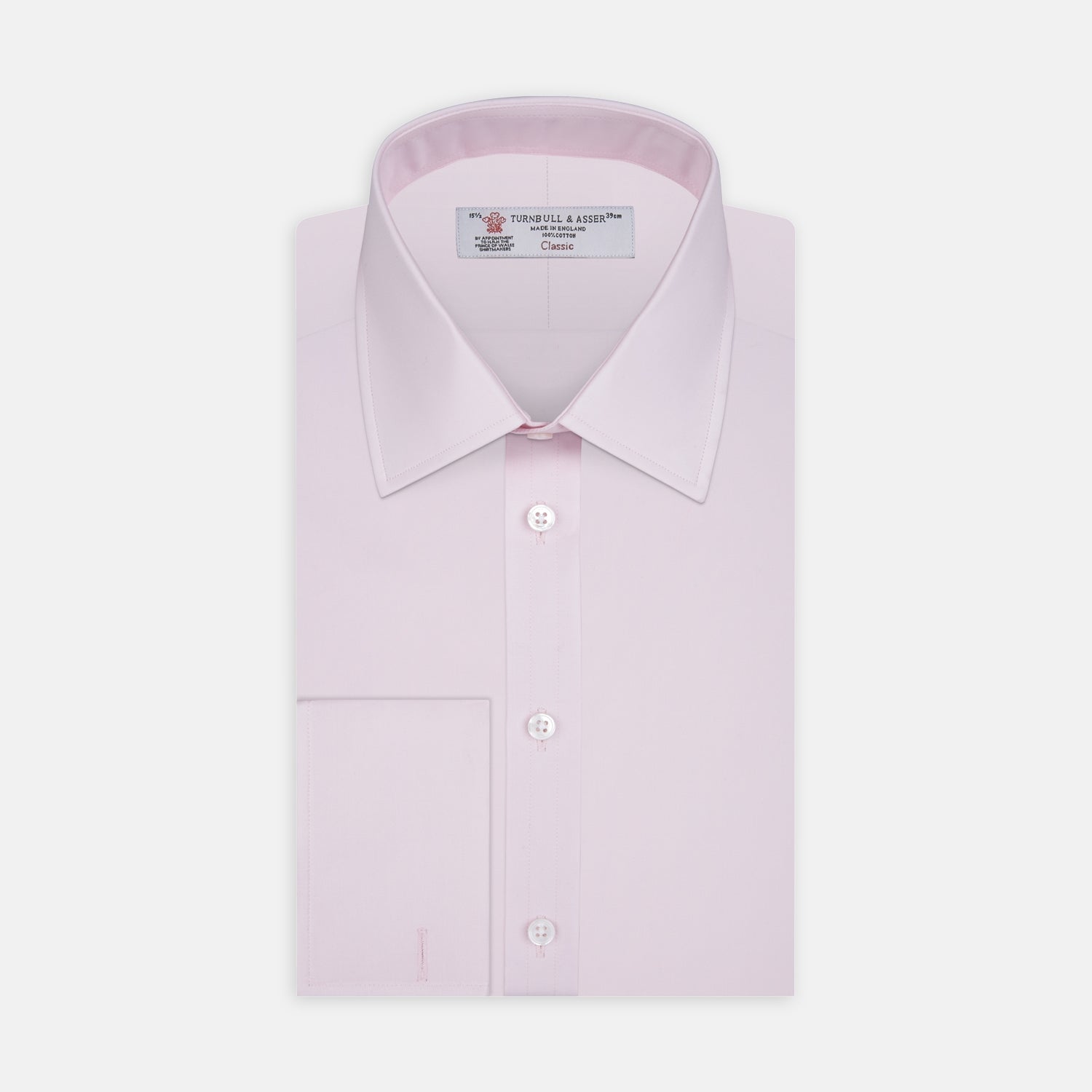 Pink Cotton Shirt with T&A Collar and Double Cuffs
