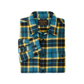 Vintage Flannel Work Shirt - Blue Ash Gold Plaid