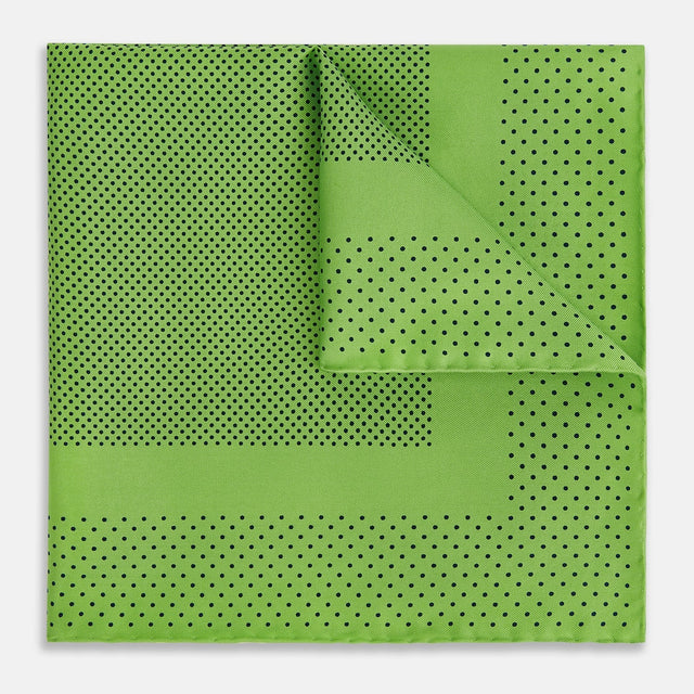 Kelly Green Dot Silk Pocket Square