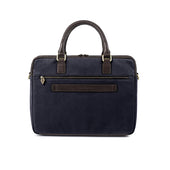 Mensajero Briefcase Leather And Navy Canvas