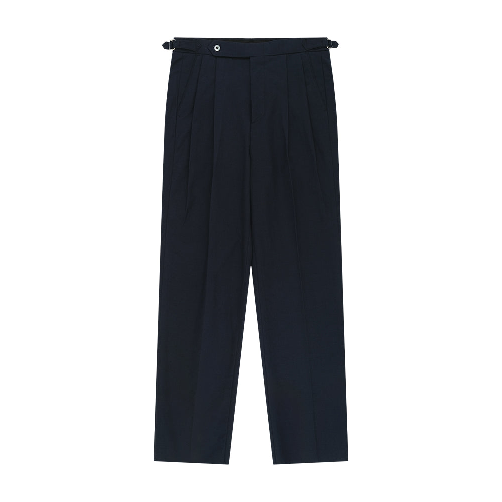Linen Cotton Double Pleats Relaxed Chino Pants