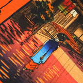 Ukiyo E Silk Pocket Square Beni Chochin 40x40cm