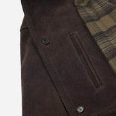 Suede French Car Coat Dark Brown