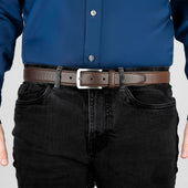 Men S Lined Full Grain Leather Belt With Satin Nickel Buckle And Pebble Finish