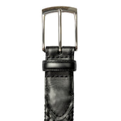 Men S Woven Leather Belt With Satin Nickel Buckle