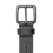 Men S Lined Full Grain Leather Belt With Gunmetal Buckle And Stitch Detail