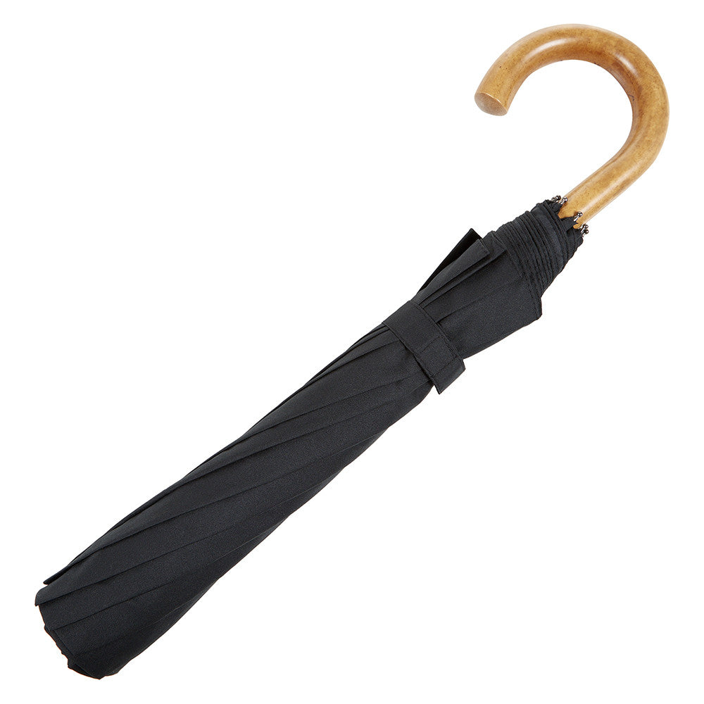 Malacca Wood-handle telescopic black umbrella