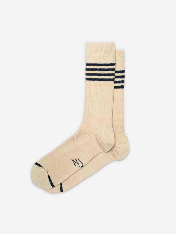 Men Tennis Socks Stripe Beige