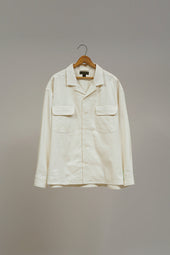 【ナイジェル・ケーボン】UNISEX / オープンカラーシャツ - リネンフリース / OPEN COLLAR SHIRT - LINEN FLEECE