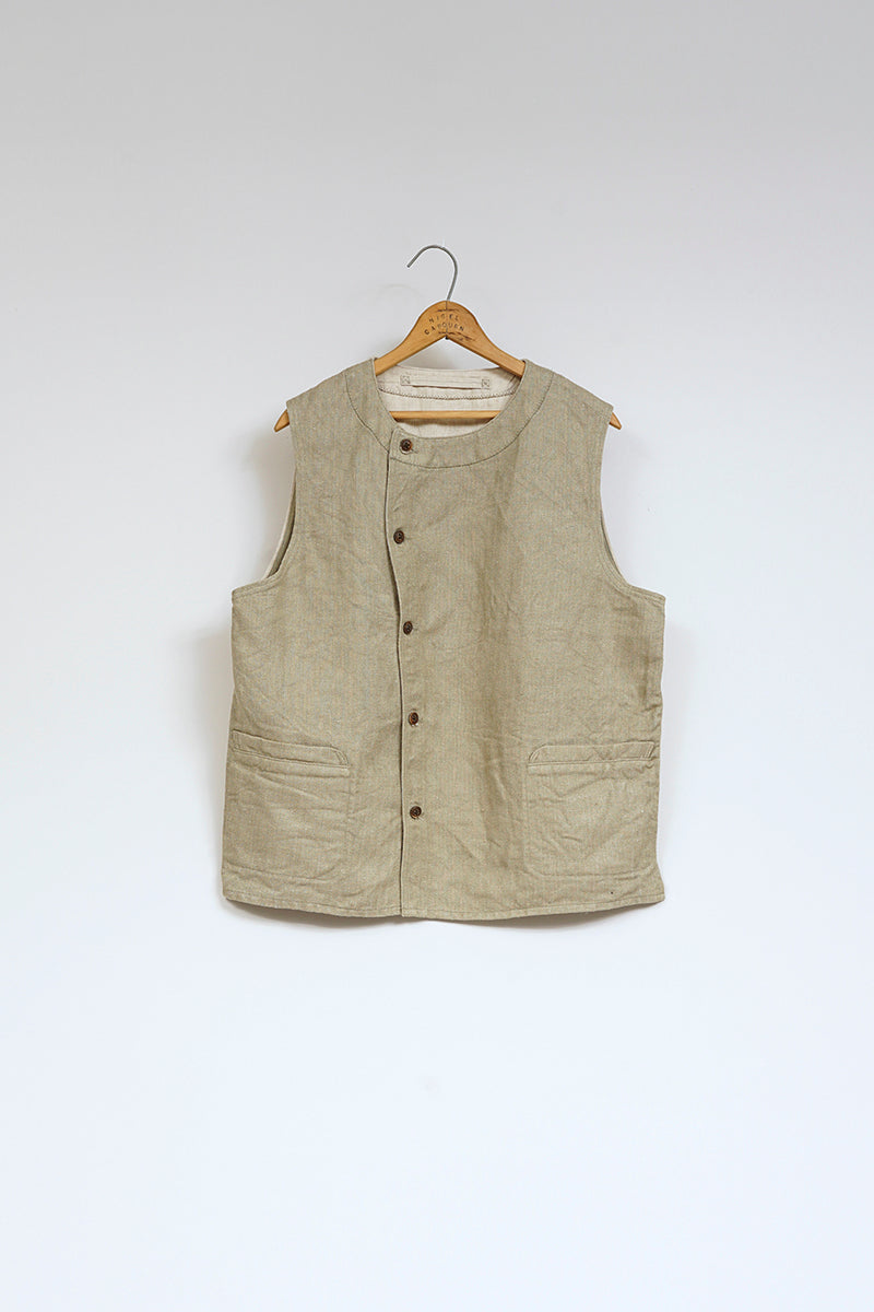 Man Farmer Vest Heavy Herringbone
