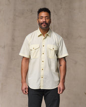 Washed Short Sleeve Feather Cloth Shirt - Ivory
