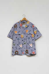Man Open Collar Shirt Baseball Cricket Rayon
