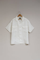 Man Open Collar Shirt Linen Twill