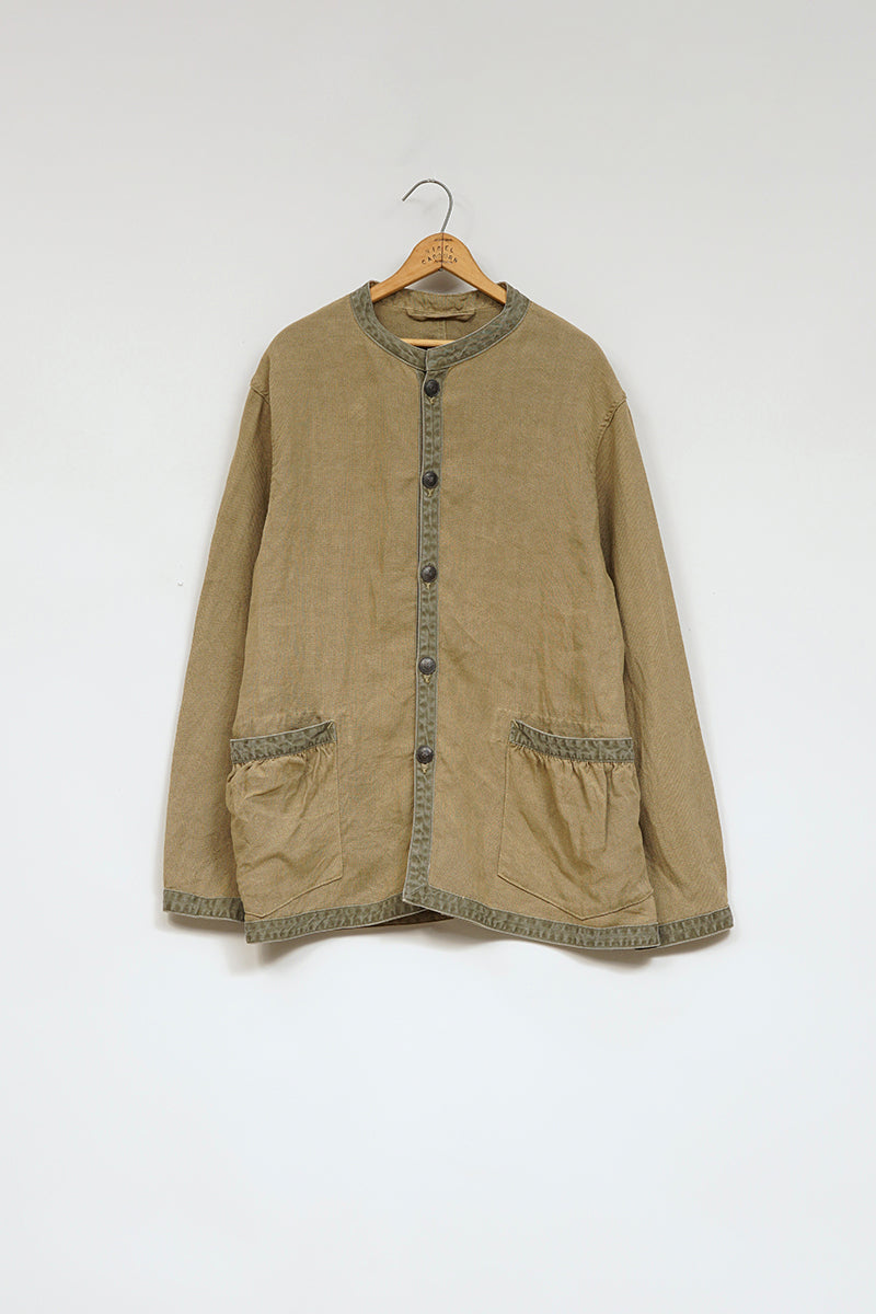 Man French Work Jacket Linen Pin Ox