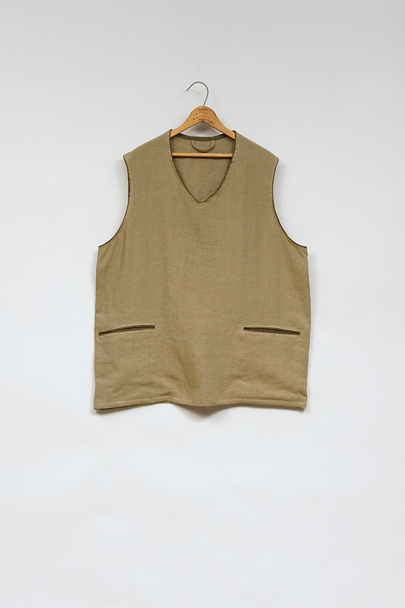 Man French Work Vest Linen Pin Ox