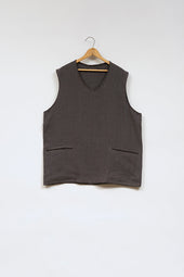 Man French Work Vest Linen Pin Ox