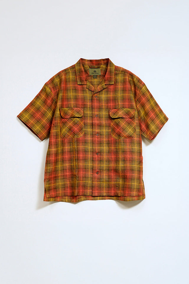 【ナイジェル・ケーボン】MAN / オープンカラーシャツ - ヘンプチェック / OPEN COLLAR SHIRT - HEMP CHECK