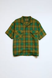 Man Open Collar Shirt Hemp Check
