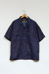 【ナイジェル・ケーボン】MAN / オープンカラーシャツ - リネンインディゴ / OPEN COLLAR SHIRT - LINEN INDIGO