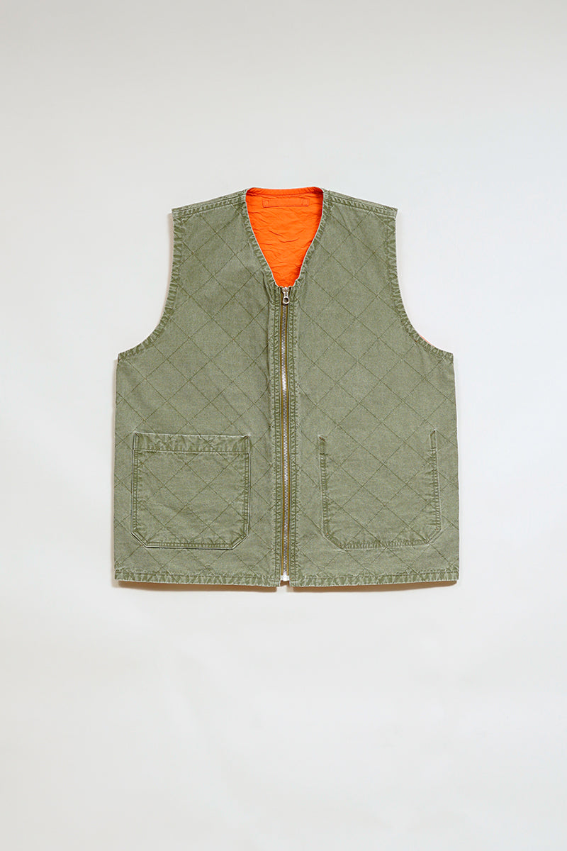 Man Quilting Deck Vest Reversible Ripstop