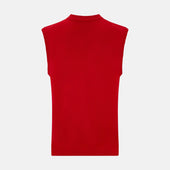 Red Fine Merino V Neck Vest