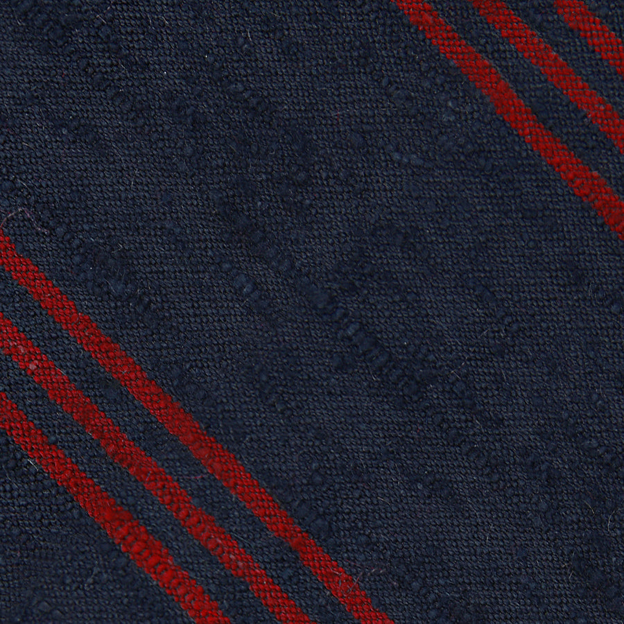 Triple Stripe Shantung Bespoke Tie Navy Cherry