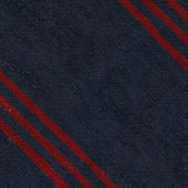Triple Stripe Shantung Bespoke Tie - Navy / Cherry