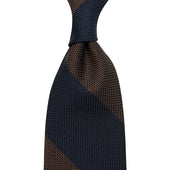 Block Stripe Grenadine / Garza Fina Silk Tie - Navy / Brown
