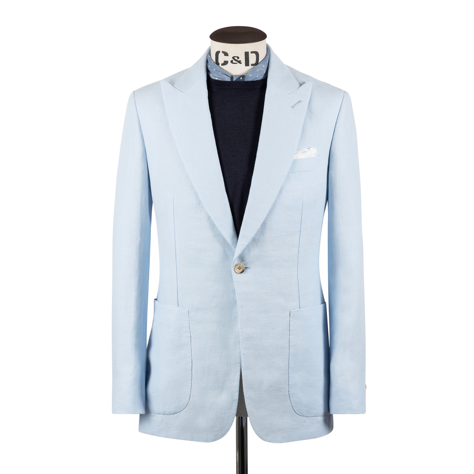 Single Breasted Peak Lapel Jacket In Linen