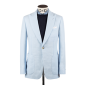 Single Breasted Peak Lapel Jacket in Sky Blue Linen