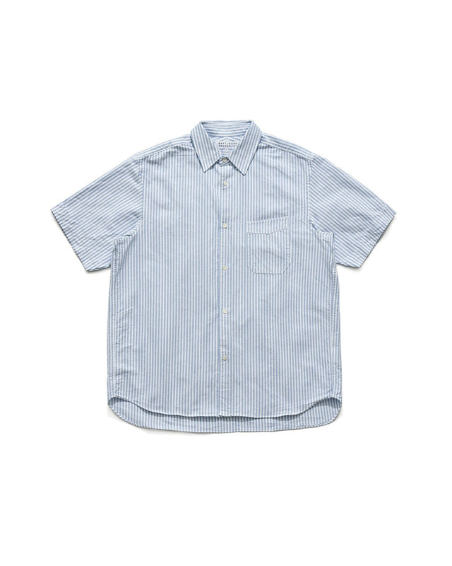 REGULAR HALF SHIRT / BLUE STRIPE OXFORD