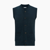 Dark Green Melange Cashmere Sleeveless Cardigan