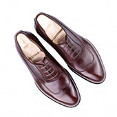 Slightly Rounded Wingtip Oxford In Dark Brown Russian Calf