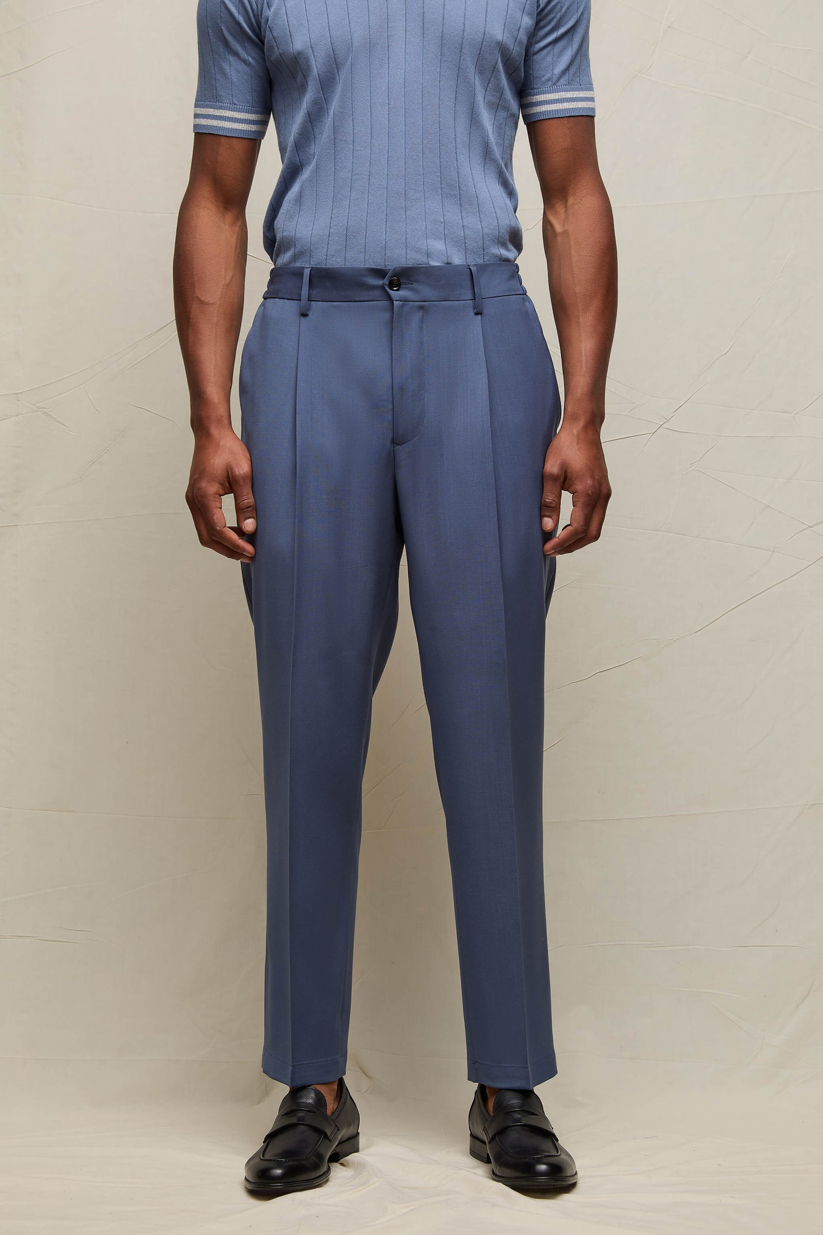 Pantalone Wilson In Lana Blu Fumo
