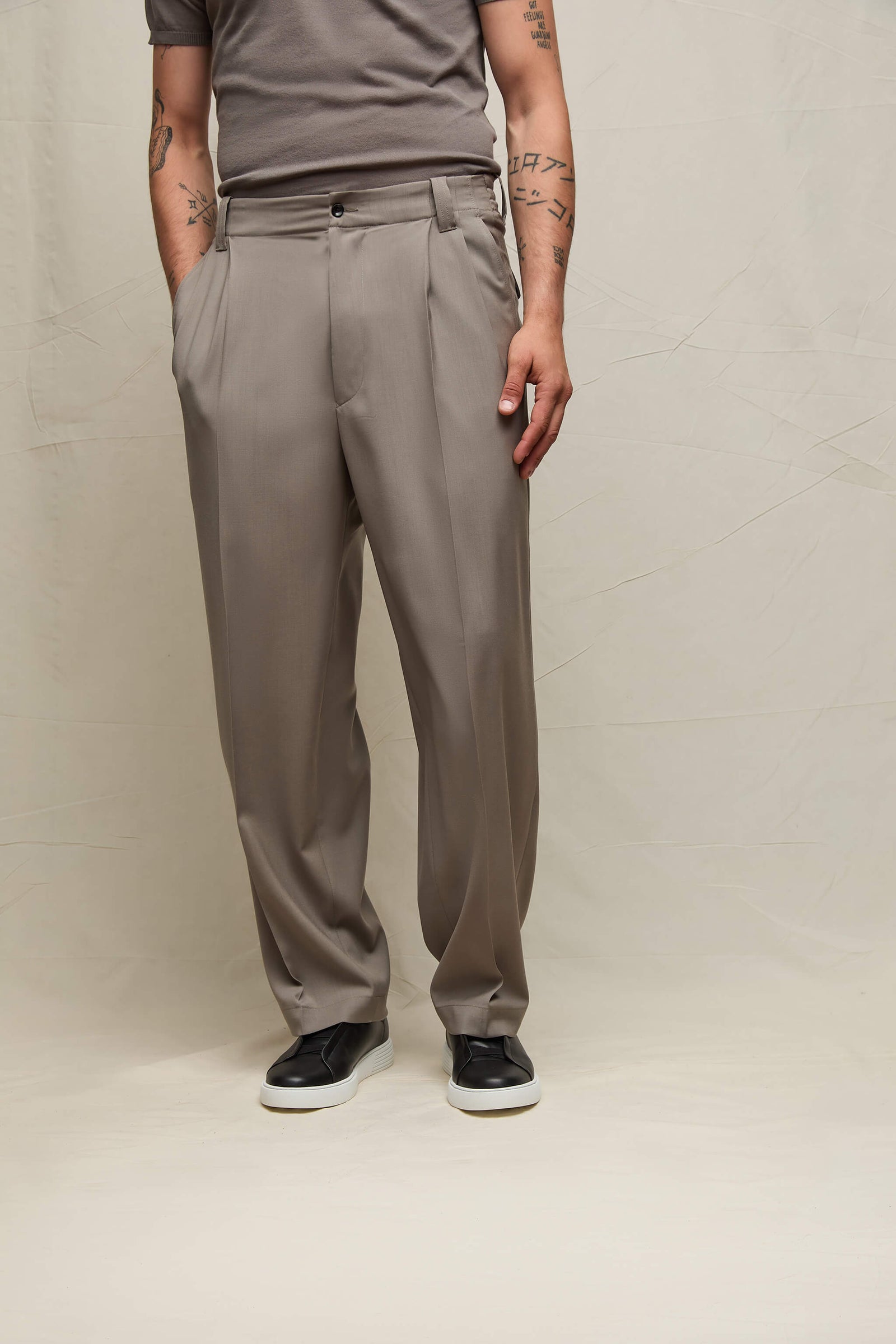 Pantalone Mark In Lana Tortora