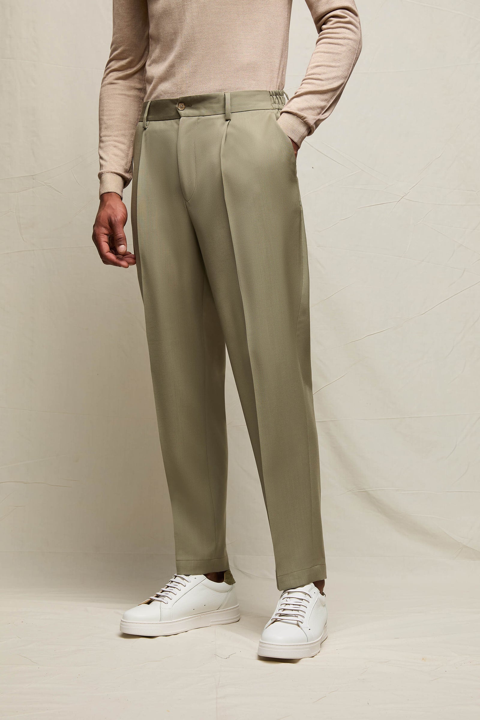Pantalone Wilson In Lana Leggera Verde Salvia