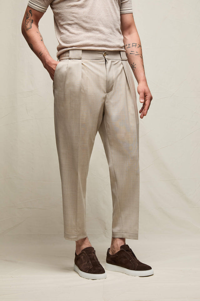 Pantalone Clarence in lana sabbia