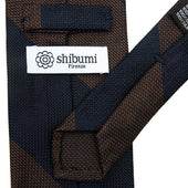 Block Stripe Grenadine Garza Fina Silk Tie Navy